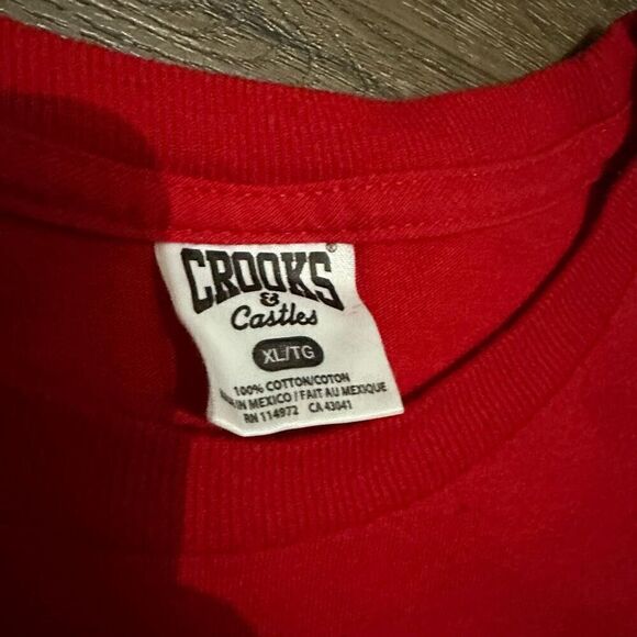 Crooks & Castle Mens T-Shirt Red Logo Graphic Streetwear American Flag Size XL - Picture 6 of 8